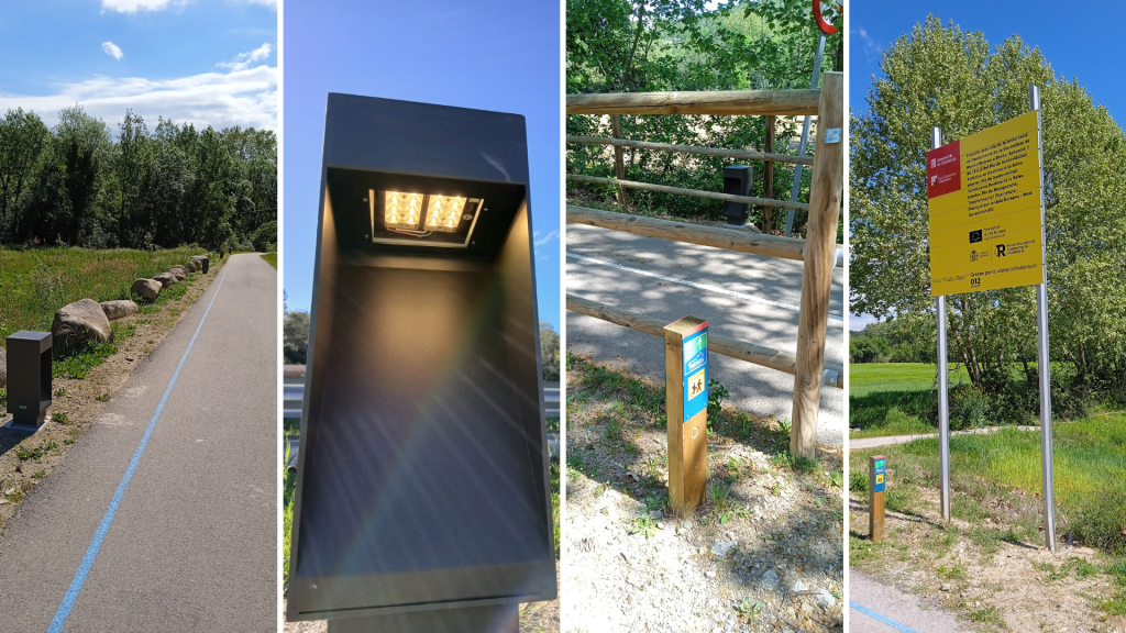 Foto: Tourdera. Imatges de la instal·lació d'il·luminació a la via ciclista entre Viabrea i Breda.