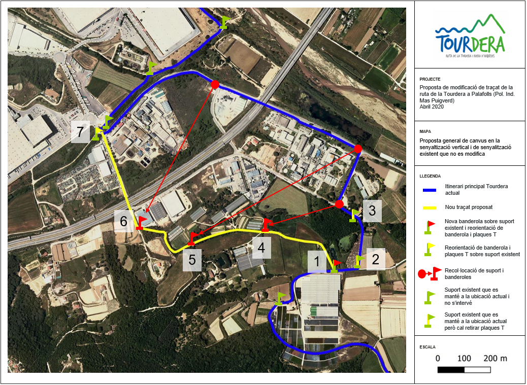 Plà nol d'actuacions general del projecte de modificació del traçat. Font: Tourdera. Plà nol d'actuacions general del projecte de modificació del traçat. Font: Tourdera.