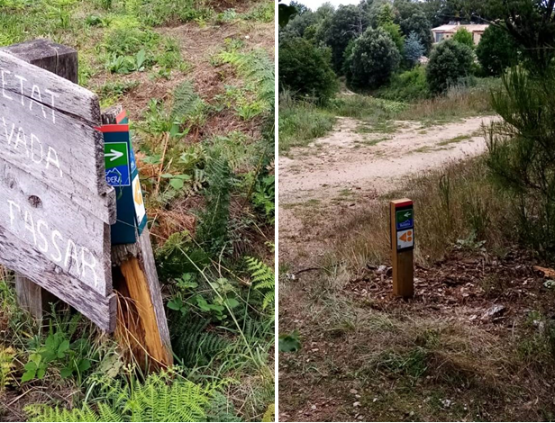 Foto: Tourdera. Reposició de senyalització al muncipi d'Arbúcies.